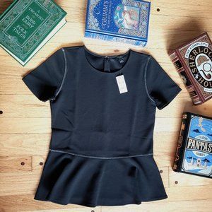 Ann Taylor Brand New Black Peplum Career top